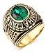 Stainless Steel Manhattan College Ring with Green CZ Crystal for Mens Womens Graduation Gift,Size 10