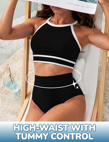 Image of Period Swimwear for Teens Women High Waisted Swimsuit Bikini Bottoms Menstrual Swim Bottoms Tankini Bathing Suit