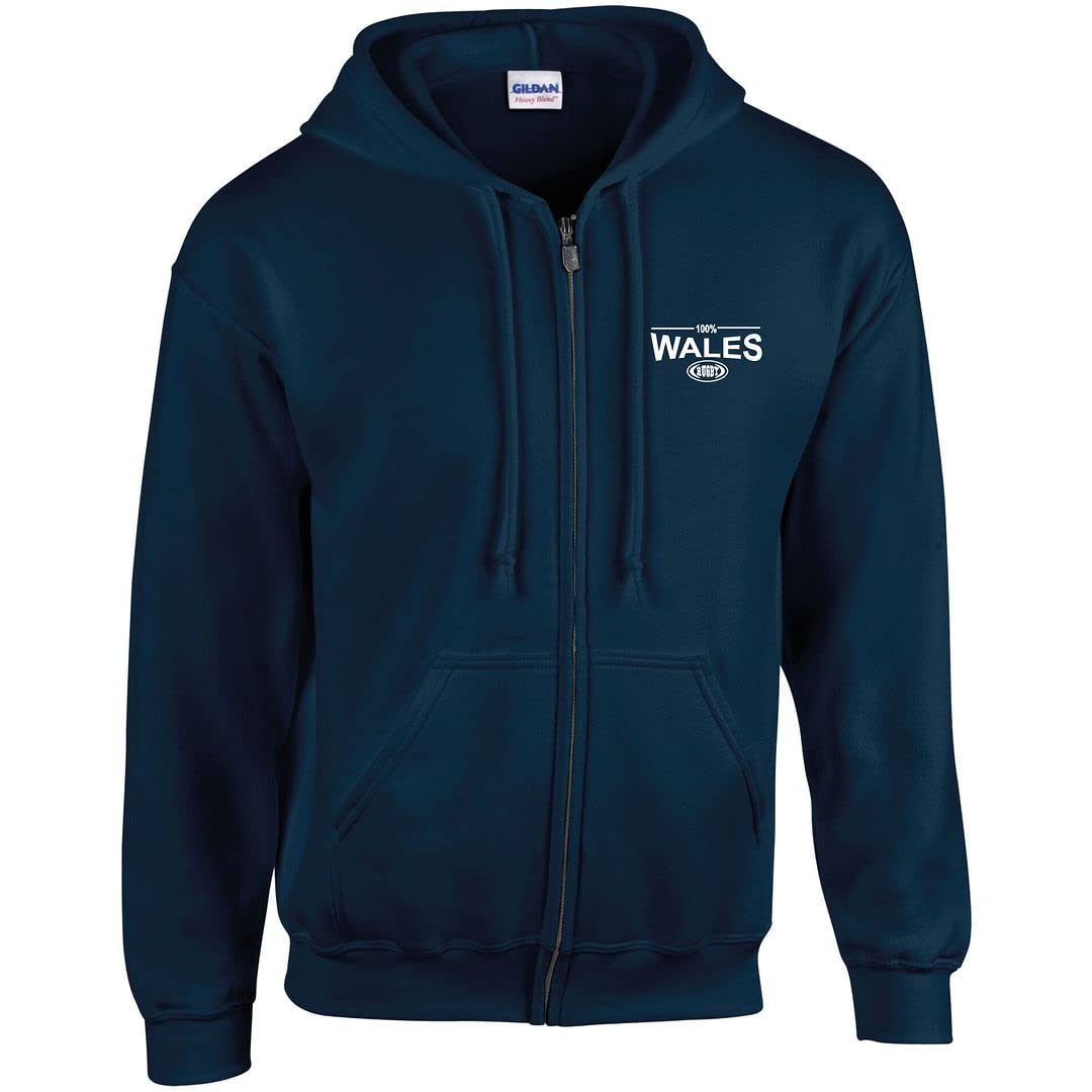 Cyclops Print Men's Navy 100% Wales Six Nation Rugby Zip Hoodie Xl