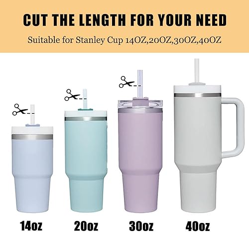 Miniatura 5 de Paquete de 4 popotes de repuesto para Stanley Adventure Quencher de 14203040 onzas, popotes transparentes reutilizables con cepillo de limpieza,