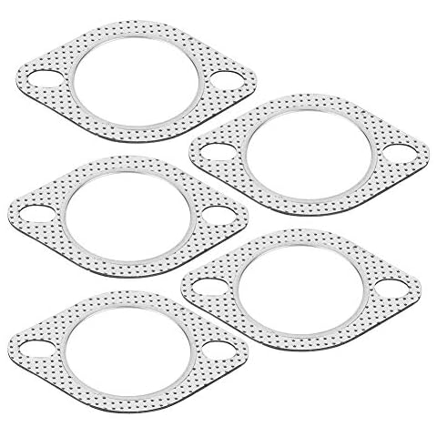 Suuonee Exhaust Gasket, 5pcs of 2.5" Aluminium Alloy Exhaust Header Down Pipe Manifold Collector Flange Gasket 2 Bolt Cover