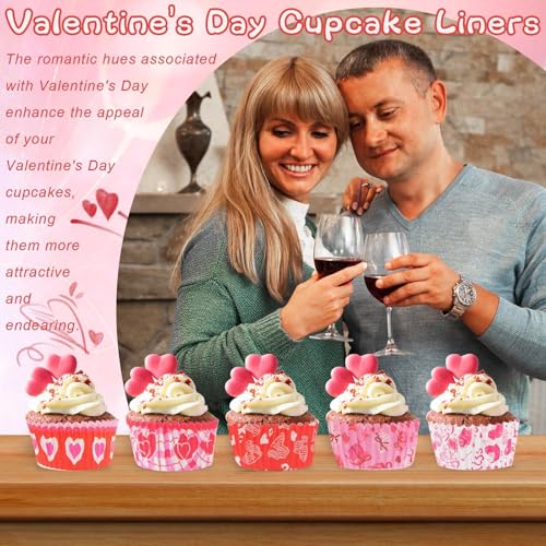 Image of 600 Pack Valentines Cupcake Liners Standard Muffin Cupcake Cups Cupcake Wrappers Paper for Wedding Party Decorations Supplies (12 Styles)