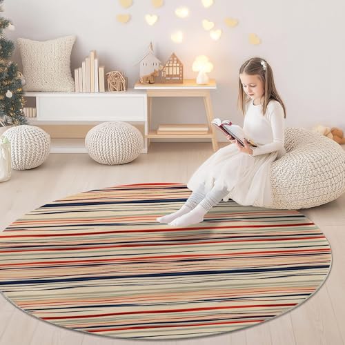 Tapis rond doux antidérapant lavable flanelle multicolore salon 100cm