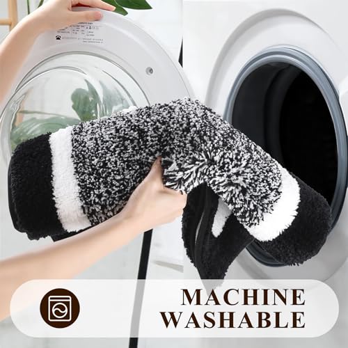 Pauwer Bathroom Rug Set - 3 Piece Shower Mats with U-Shaped Contour Toilet Mat, Absorbent Microfiber Plush Bath Mats, Non Slip, Machine Washable Shaggy Floor Mats