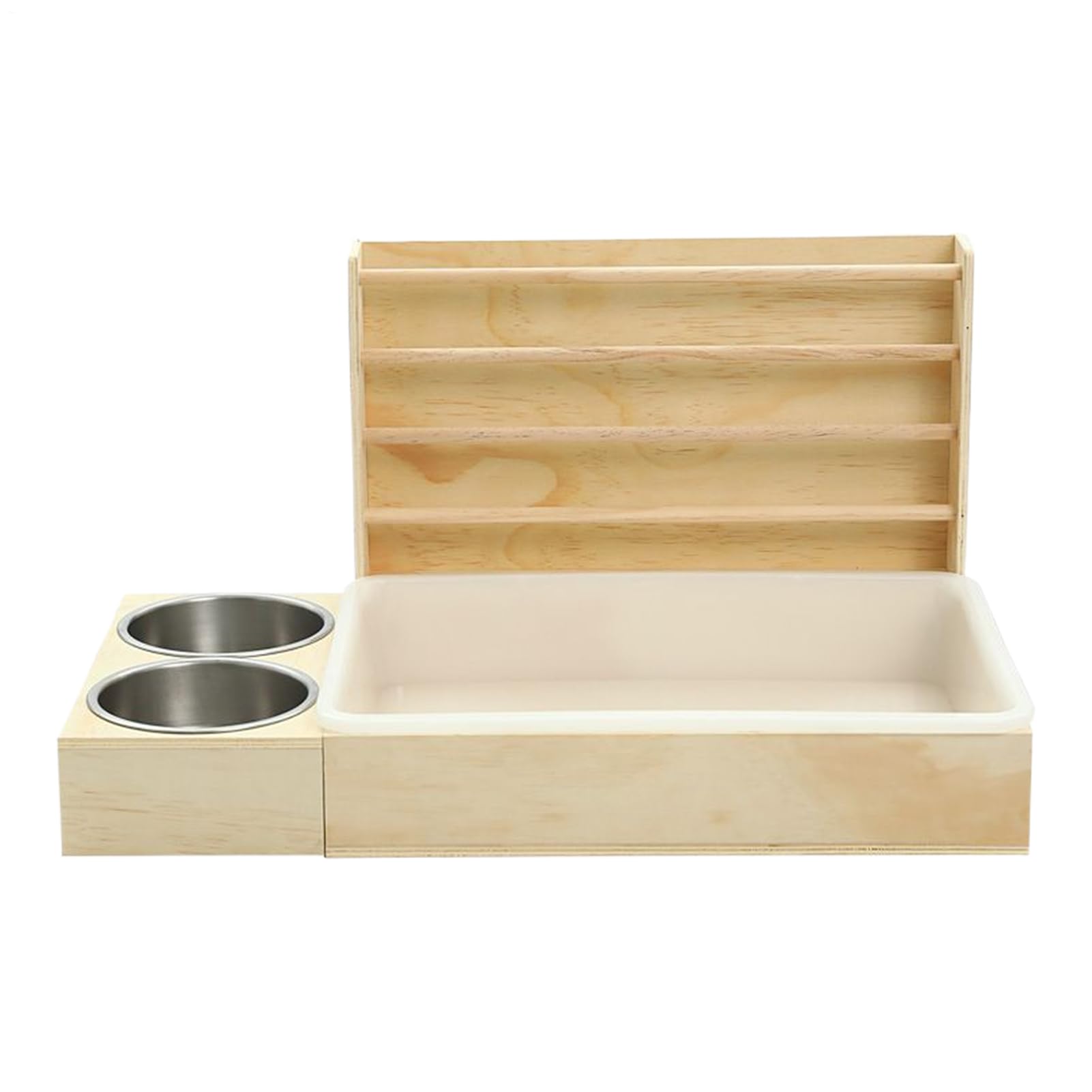 -Heu-Futterstation mit Katzentoilette, aus Holz, für Haustiere, Heu, Katzentoilette, Schüssel, Anti-Abfall, Kleintierfutter, Grasspender für Kaninchen, Chinchillas, Hamster