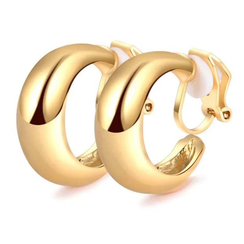 Via Mazzini Gold Plated Celestial Arcs Clip-On No-Piercing Required Hoop Look Earrings for Women And Girls (ER2666) 1 Pair (B0D8QD72YX) Amazon Price History, Amazon Price Tracker