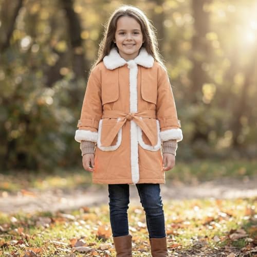 Image of Bold N Elegant Girl 3 /4th Sleeve Winter Party Overcoat Warm Long Quilted Fur Coat Jacket for 5 to 10 Year Girls