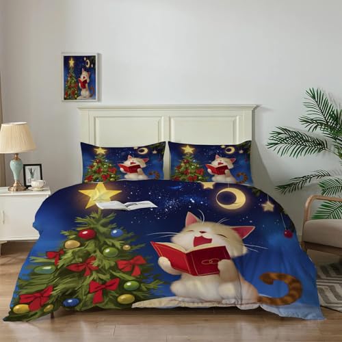 Housse de couette Noël microfibre réversible avec fermeture éclair 65x65