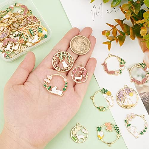 SUNNYCLUE 1 Box 32Pcs 8 Style Enamel Charms Enamel Animal Charms Pendants Bulk Hollow Charms for Jewellery Making Style Alloy Animal Dangles Earrings Necklace Supplies Adult Women Gifts