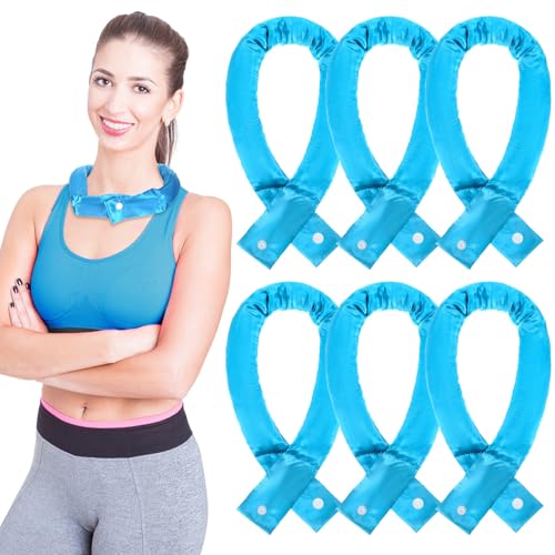 Cozypower 6 pañuelos refrescantes para el cuello con botón, para enfriar el cuello, bufanda para clima cálido, envoltura de cuello de hielo, verano al aire libre (azul cielo)