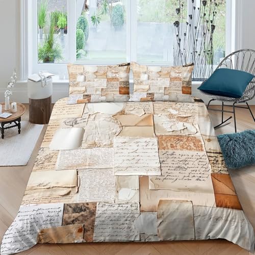 Linge de lit vintage 200x200 cm en microfibre avec 2 taies d'oreiller - 4
