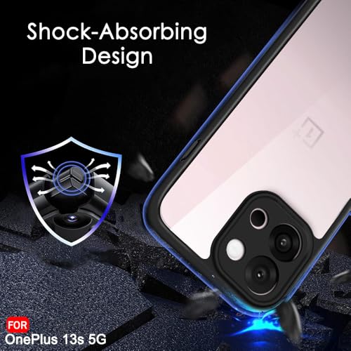Image of TheGiftKart Hybrid Shockproof Back Cover Case for OnePlus 13s 5G | Camera Protection Module | Hard Back Cover for OnePlus 13s 5G (PC & TPU, Transparent Clear Back, Black Sides)