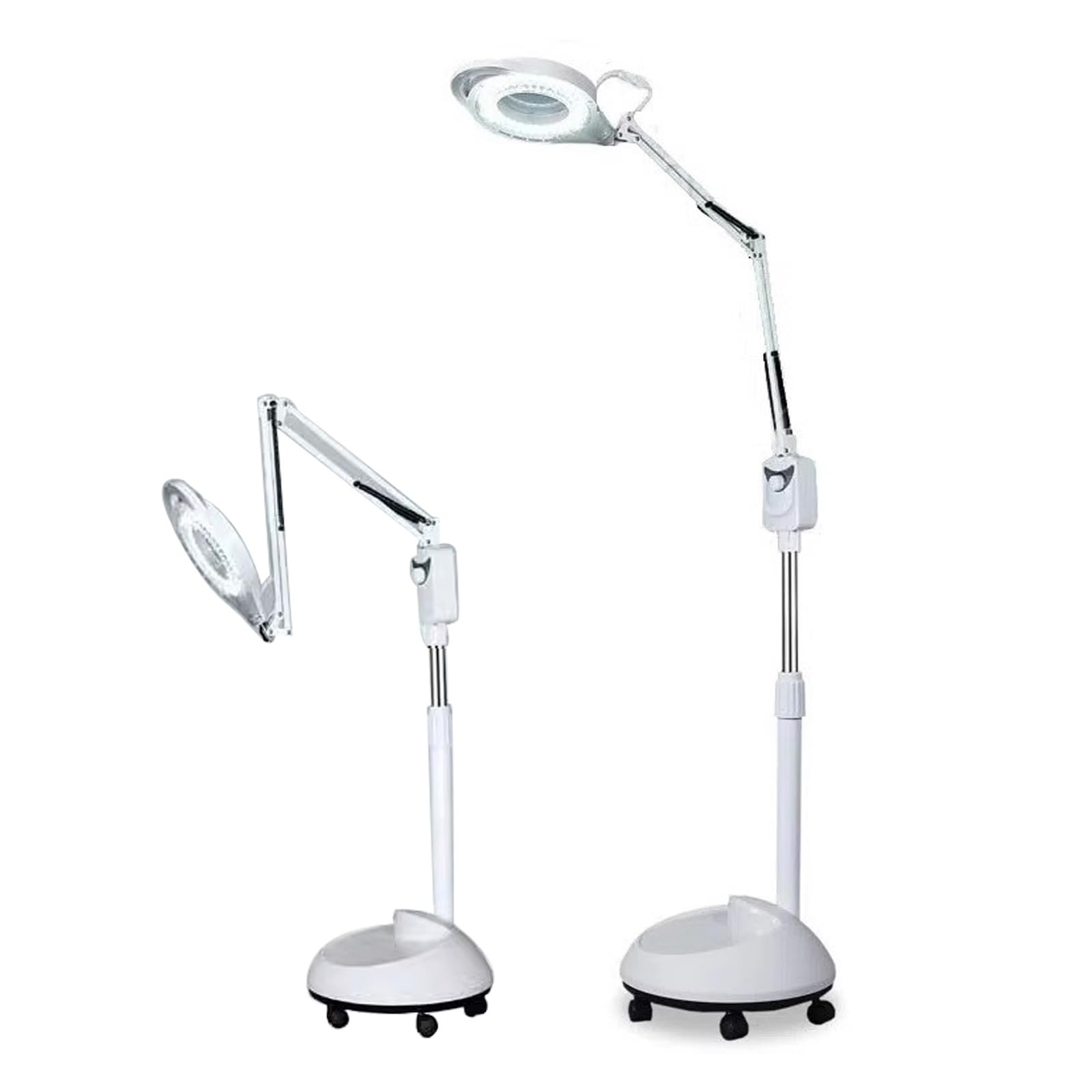 Mobilna Lampa Medyczna LED Bezcieniowa Lampa do Badań Medycznych, Regulowana Wysokość i Jasność, Funkcja Powiększenia 8X, do Szpitali, Oddziałów Dermatologicznych, Salonów Kosmetycznych Itp