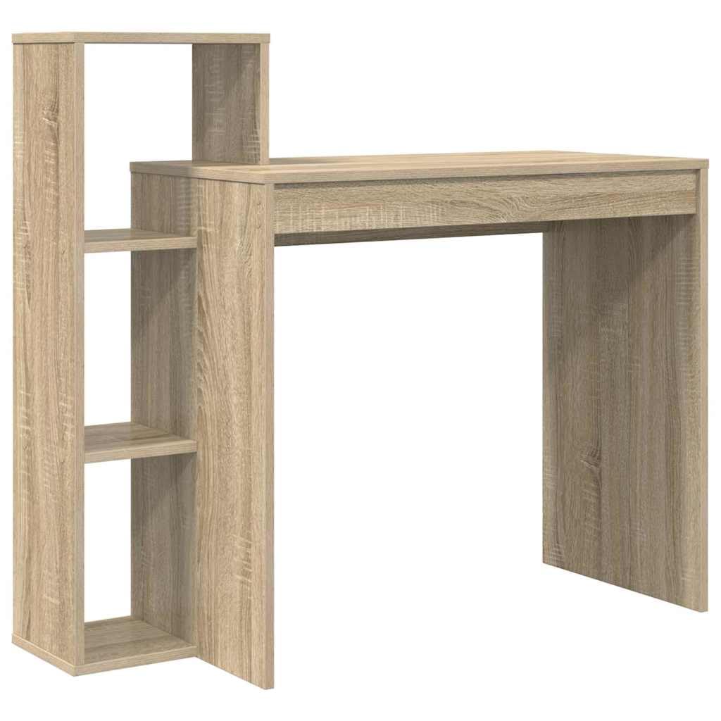 Schreibtisch Sonoma-Eiche aus Holzwerkstoff 100 x 40 x 90 cm mit 2 Regalen moderner Computer- und Homeoffice-Tisch ideal für kleine Räume und Büroorganisation