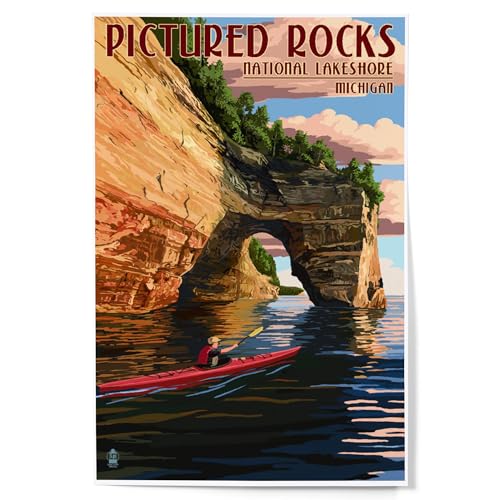 Lantern Press Pictured Rocks Kayaker Art Print 12x18