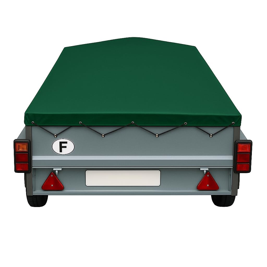 Lona de remolque NLC 1612-160 x 120 x 10 cm, PVC 640 g/m², funda de alta resistencia con ojales y Sandow. Fabricado en Francia. (Verde 6005)