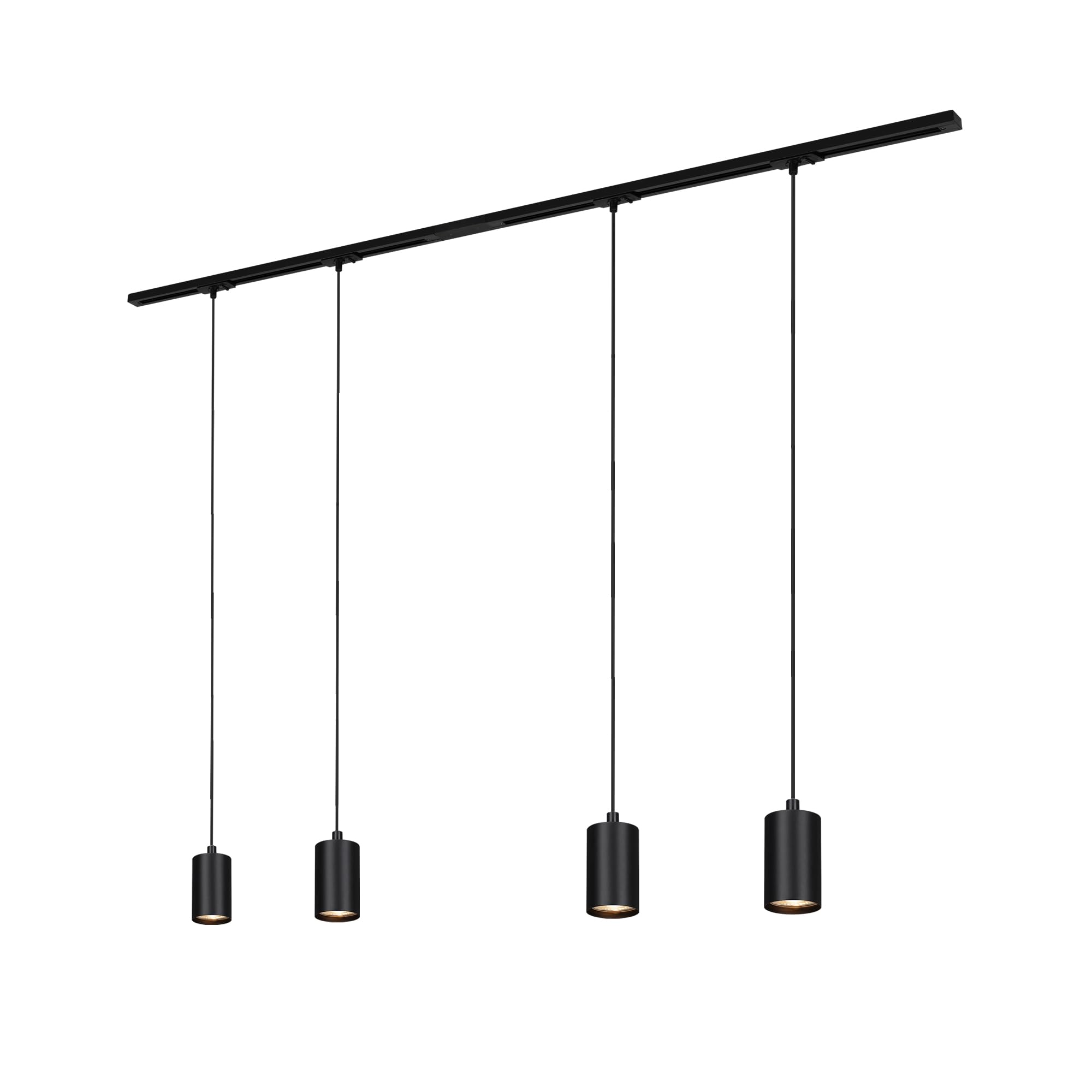 BRILONER - Kompletny zestaw szyn szynowych, 4x GU10 zawieszenie, zasilacz, system szyn sufitowych, szyna punktowa, lampa sufitowa, lampa wisząca, lampa wisząca 1,5 m, czarny