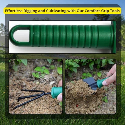 Image of Kraft Seeds Gardening Tools Kit with Box for Home Garden, Gardening Items with Ergonomic Comfort Grip, Includes Pruning Shear, Two Hand Shovel, Spray Bottle & Hand Cultivator
