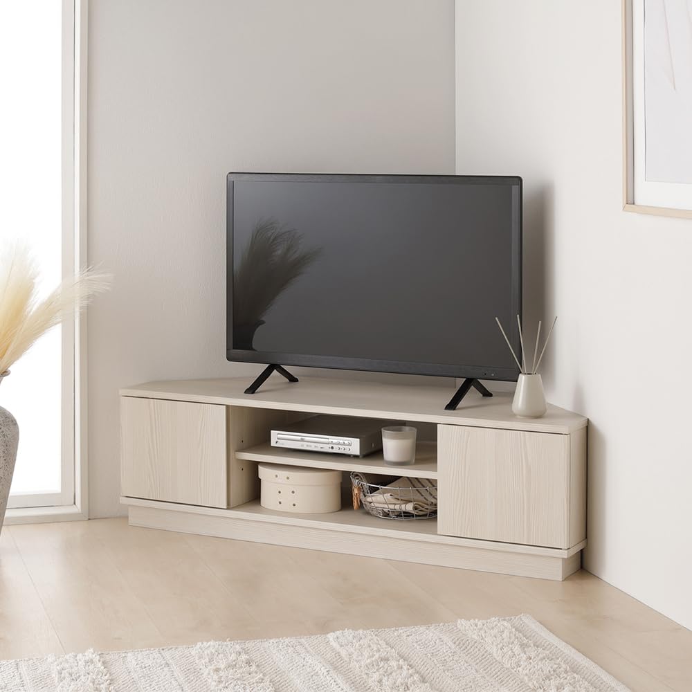 Amazon｜RASIK テレビ台 コーナー 角置き 110cm幅 木目ホワイト 43型