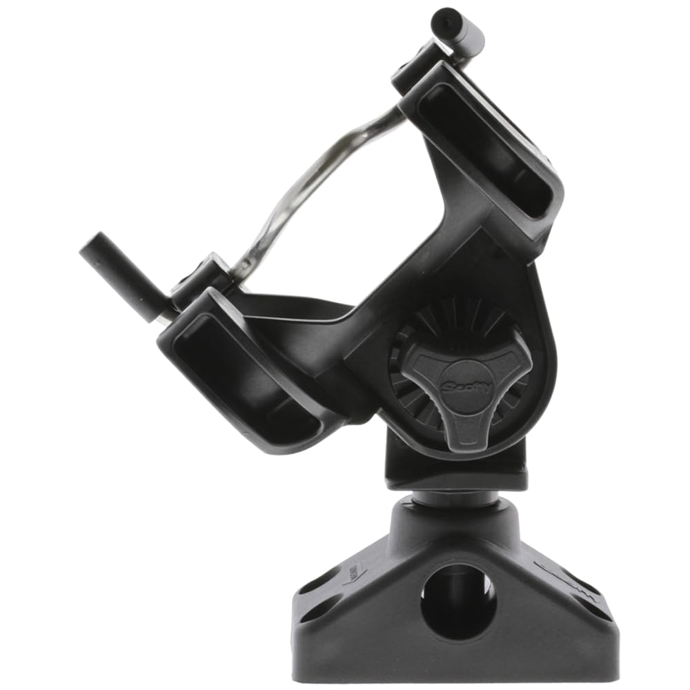 Scotty 290 R-5 Universal Rutenhalter mit 0241 Seiten-/Deckhalterung - Schwarz | Für Spincaster, Spinning, Köderrollen, Wasserwaage, Wind- und Fliegenruten, Angelzubehör