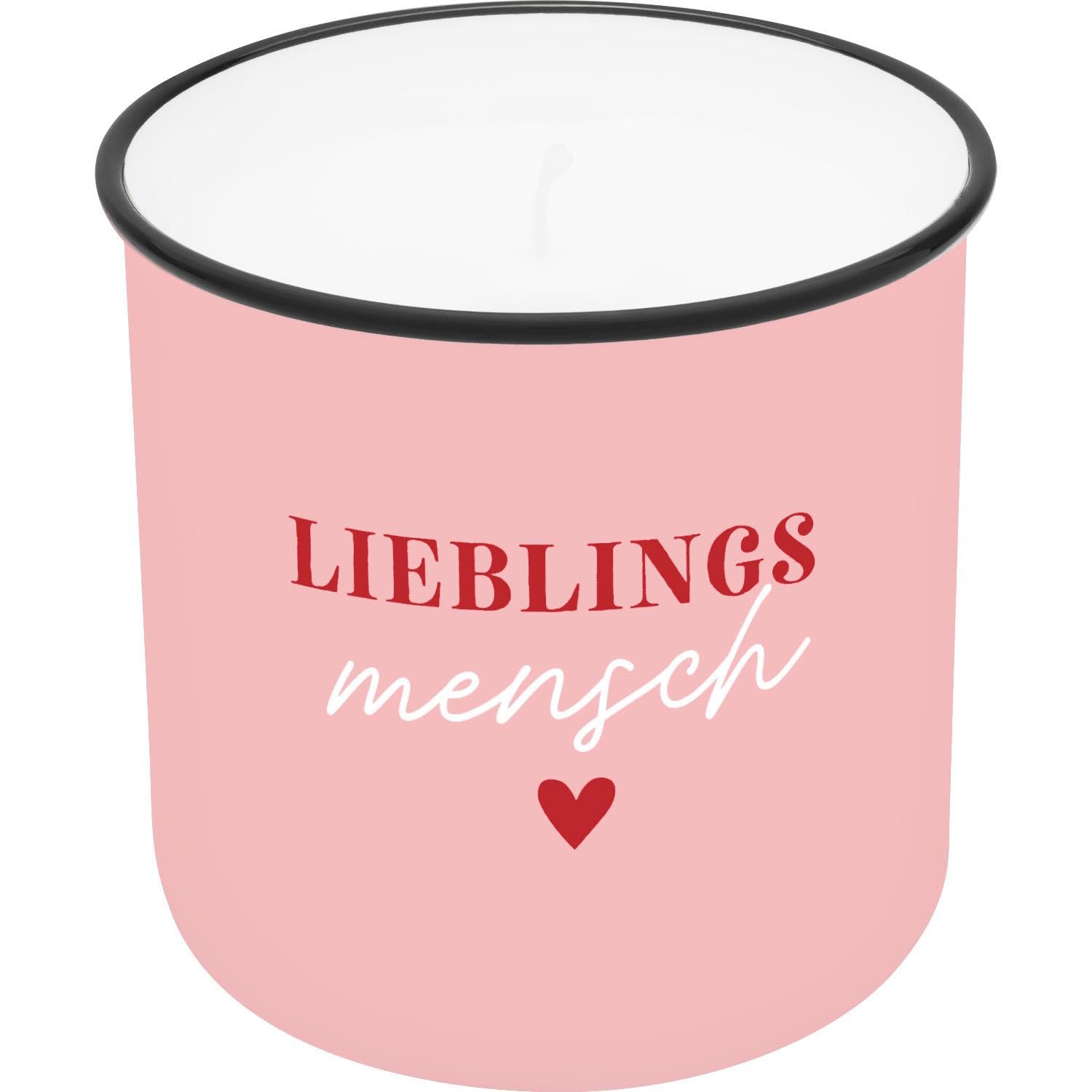 GRUSS & CO 74767 Candle in Mug Motif Human | Printed Candle Cup, Porcelain, Height 8.8 cm, Diameter 8.4 cm | Gift, Decorative Item