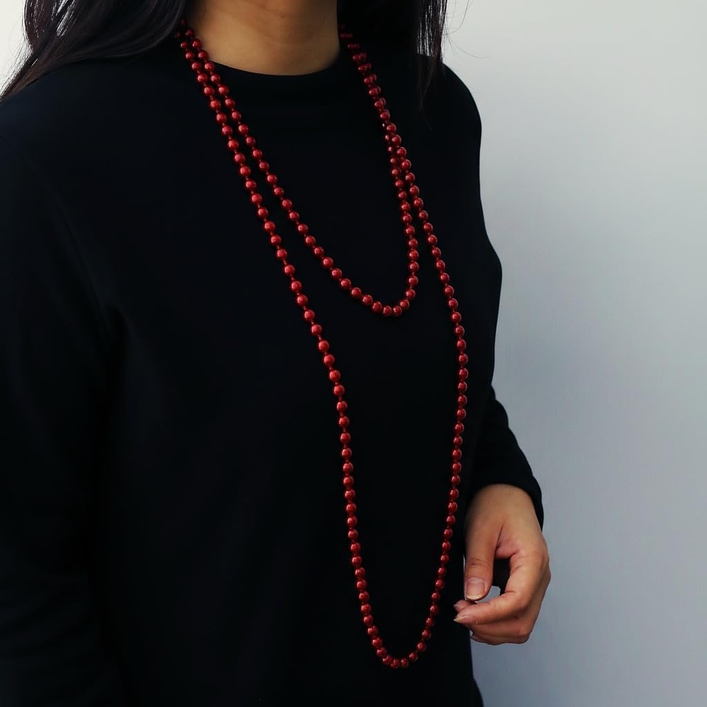 Long Pearl Necklace for Women 1920s Multi Strand Layered Pearl Necklaces 60in/150CM Vintage Beaded Faux Pearls Necklace Costume Jewelry