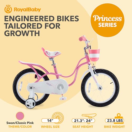 Image of Royalbaby Princess Girls Kids Bike 12 14 16 18 20 Inch Children Bicycle with Basket for Age 3-12 Years