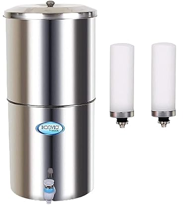 Konvio Neer Gravity Based Non Electric Water Filter and Purifier With Plastic Tap | 18L Storage (Stainless Steel)