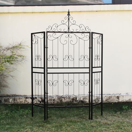 SCENDOR GARDEN 3-teiliges Klappbares Rankgitter für Kletterpflanzen, 180cm x 140cm Rostbeständiges Metall-Gitter mit Stahlrahmen für Gurken, Tomaten & Zimmerpflanzen (Schwarz, 1 Stück)