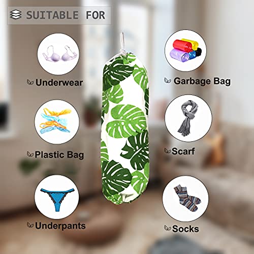 Plastic Bag Holder, Wall Mount Plastic Bag Organizer, Shopping Bags Carrier, Washable Large Grocery Bag Storage Dispenser ​For Home Kitchen Travelling, Free Adjustment With Drawstring, Green, 22X9" #TOP4