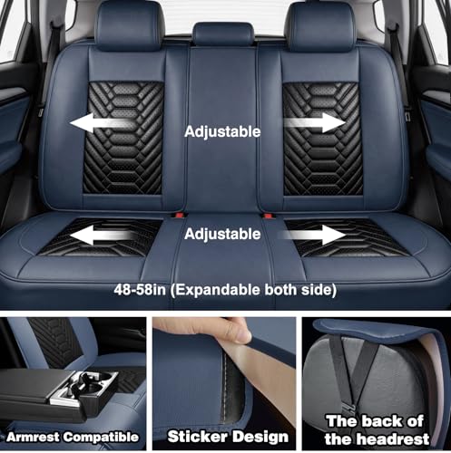 Foneso Automotive Seat Covers, Leather Car Seat Covers Front & Back Seat, 5 Seats Luxury Car Seat Protectors Waterproof Universal Fit for Sedan, SUV, Pickup Truck — view 5