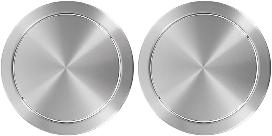 minkissy 2pcs Stainless Steel Recessed Trash Can Lid Countertop Garbage Can Cover Swing Flap for Kitchen Bathroom Office Waste Bin