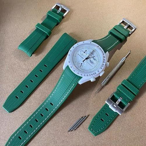Image of Silicone Rubber Bands for Omega X Swatch Moonswatch Watch Strap 20mm Curved End Weave Style Premium Silicone Rubber Replacement Strap Women Men,for Omega Swatch Moonswatch Speedmaster