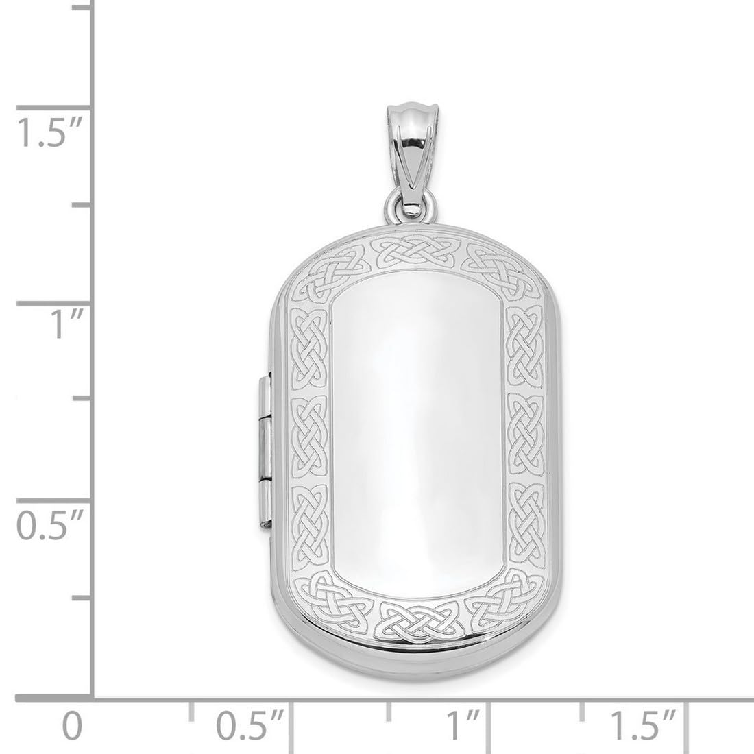 JewelryWeb 925er Sterlingsilber, poliert, gemustert, für 2 Fotos, irischer Claddagh-keltischer Dreifaltigkeitsknoten, rechteckig, Medaillon, 38,5 x 19,15 mm breit, Medaillon-Halskette für Damen