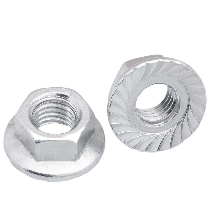 Flange Lock nut, Aluminium 6061 DIN6923 Hex Flange Nut Serrated Locking Nuts M5 M6 M8 M10(M8 50PCS)