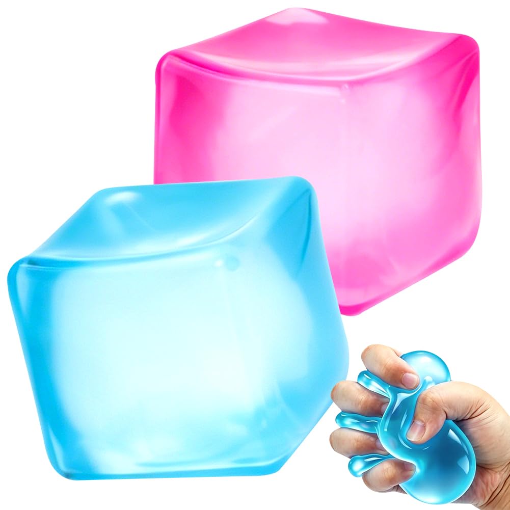 WFKKMEQ Squishy Toys, 2PCS Squeeze Cubes Squishy Fidget Toys Soft Hand Squeeze Toy Sensory Fidget Toy 5cm Cube Stress Ball Fun FidgetsToy for Relaxation