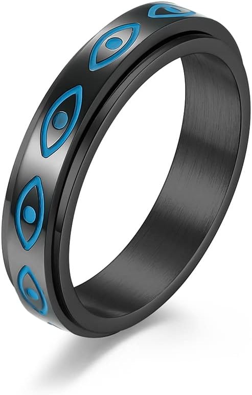 男性用ステンレスリング - ストレス解消・不安緩和・ホルスの目・スチームパンク