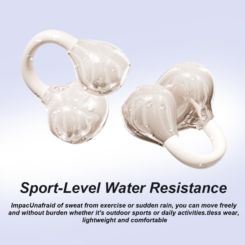 Cuffie a Clip Open-Ear Bluetooth Wireless, Bluetooth 6.0, Auricolari Sport con Clip Aperta, 60h Autonomia, Ricarica Rapida USB-C, Leggeri e Comodi da Indossare, Sport, Ufficio & Fitness, Bianco - 5