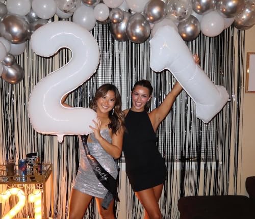 Image of White Number 11 Balloon 40 inch, Translucent 11 Number Balloons, 11th White Birthday Decorations, 11 Year Old Party Supplies