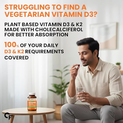 Image of Carbamide Forte Vitamin D3 K2 Supplement | Vitamin K2 MK7 to support Bone & Heart Health | Veg D3 Lichen - 60 Tablets