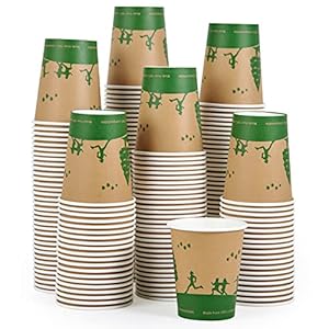 ECOLipak 300 Count Compostable Paper Cups, 8 oz Biodegradable Disposable Paper Coffee Cups with PLA Lined, Eco friendly Hot Drinking Cups for Party, Picnic,Travel,and Events