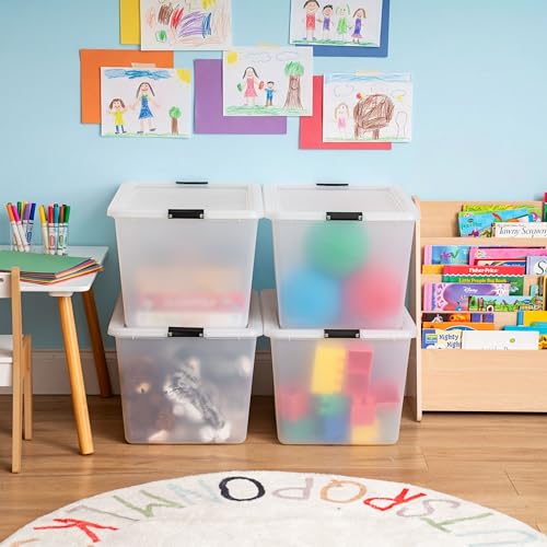 Image of IRIS USA 4-Pack High-Capacity Clip Box with Latching Lids, 55 Quart Storage Bins, Supply Containers for Home, Office & Classroom Organization