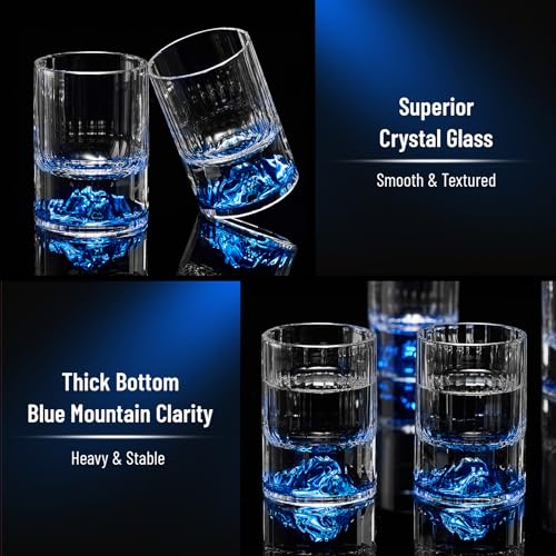 Image of DUJUST Blue Mountain Shot Glasses (1.5oz), Crystal Shot Glass Set Decorated with Blue Mountain, BPA-Free & Lead-Free, Perfect for Decor & Collection, Gift Choices - 2 pcs