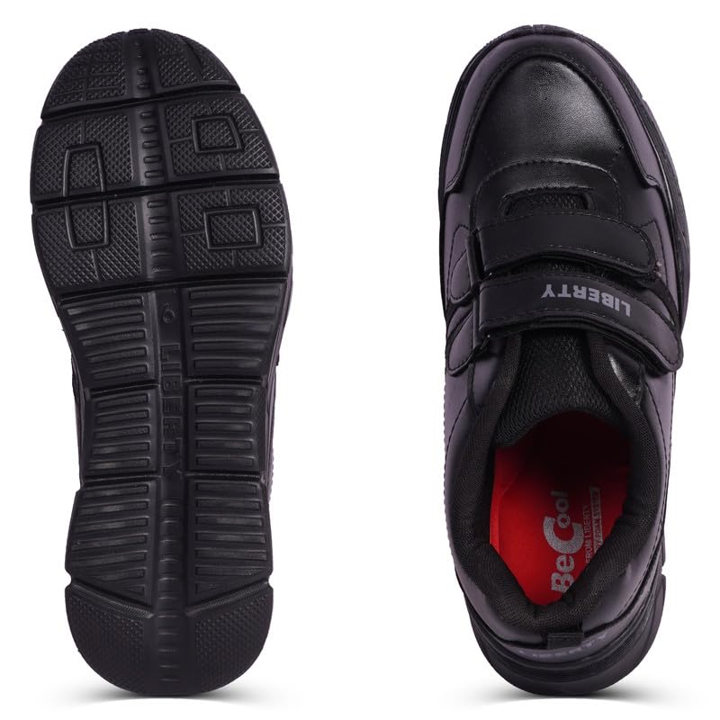 Image of Liberty Boy's & Girl's Hook & Loop School Uniform Shoes with EVA Sole | Stylish & Lightweight | Comfortable Footbed | Memory Foam Insole