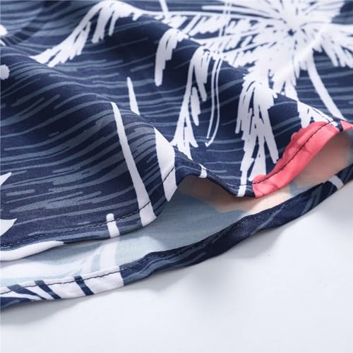 Image of Men's Hawaiian Shirt Tops Vintage Short Sleeve Button Down Beach Shirt Male Tropical Floral Summer Pullover Party Holiday