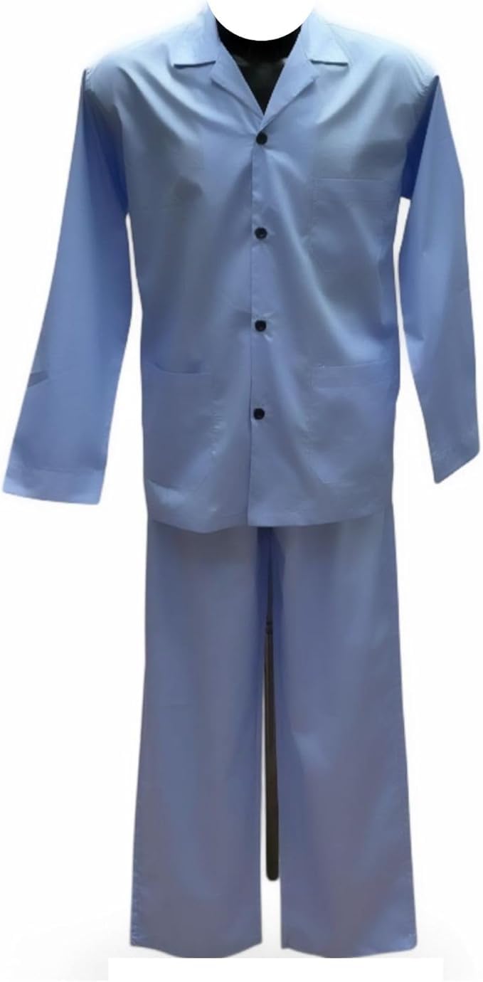Generico Pigiama Uomo Cotone Leggero Lungo 100% Cotone Popeline, Pigiama Uomo Estivo Primaverile con Bottoni Davanti, Disponibile dalla M alla 4XL - Pigiami Forte 100% Made in Italy