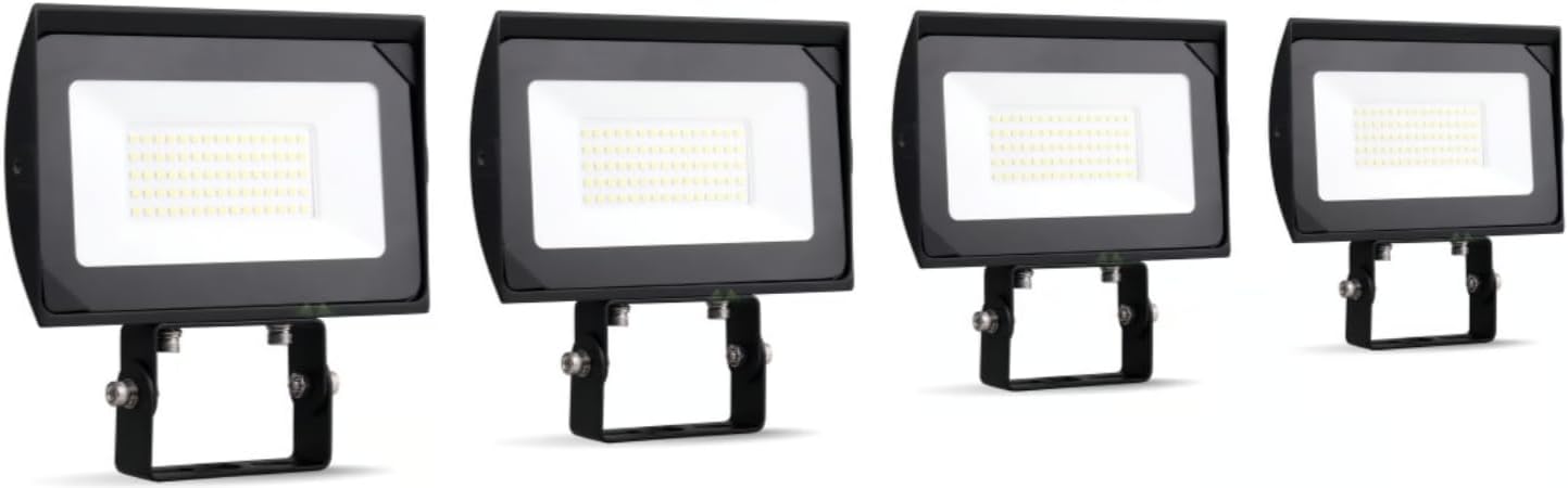 30W Luri Series LED Flood Light 4-Pack - 3,450 Lumens Each - 5000K Daylight - Yoke Mount Bracket - 120V - Aluminum Housing - Adjustable Outdoor Flood Light - UL Certified