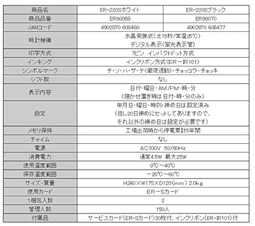 ★清掃済　MAX タイムレコーダー ER-220S タイムカード15枚付き Amazon.co.jp: MAX マックス ER-220S タイムレコーダー 時刻記録