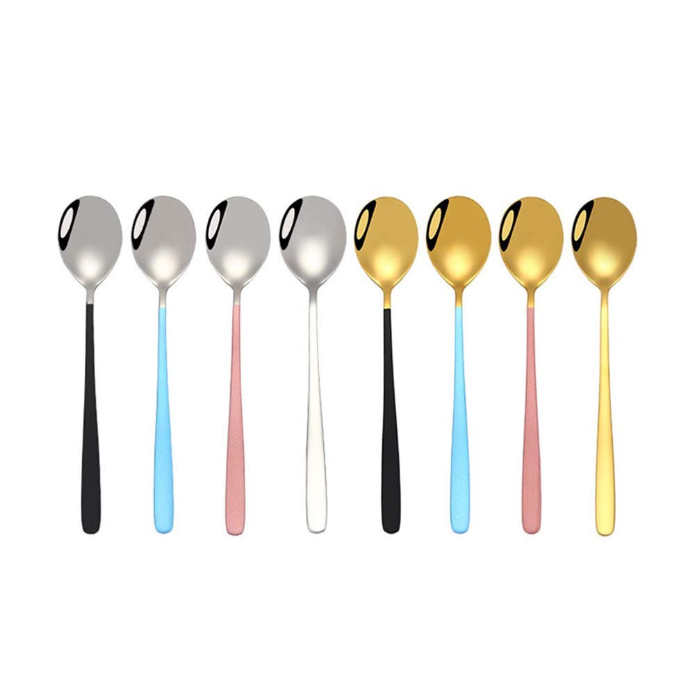 8 Pcs Stainless Steel Coffee Spoon Stirring Sugar Tea Spoon Kitchen Supplies