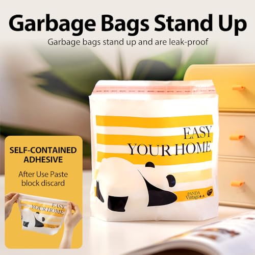 Image of 60PCS Portable Car Trash Bag with Self-Adhesive Strips Disposable Self-Standing Car Garbage Bags Waterproof Leak-Proof Easy Stick-On for Cars Office Kitchen Bedroom Travel and Camping